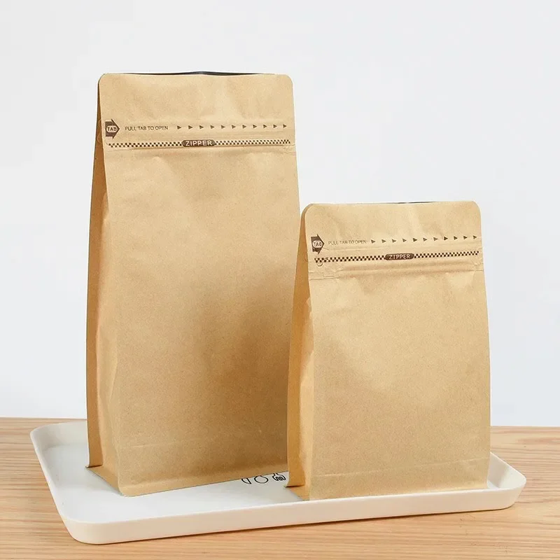 

50pcs Stand Up Coffee Beans Packing Bags with Air Valve Kraft Paper Zipper Bag Inner Aluminum Foil with Vent-Valve