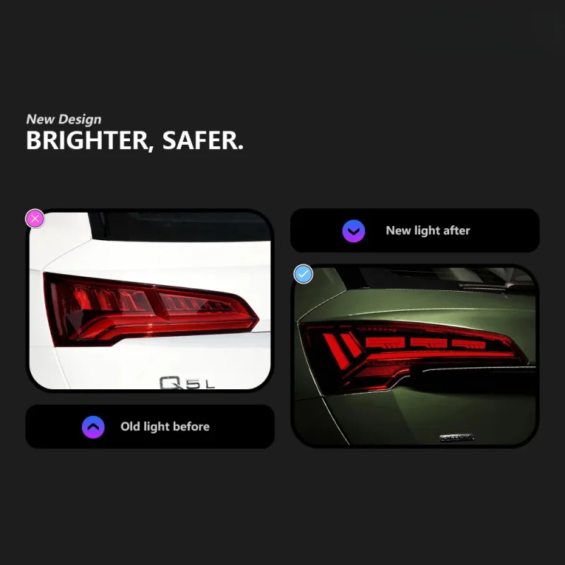 Suitable Tail Assembly for 18-24 Audi Q5L, Q5 Modified OLED Style Flowing Turn Signal LED Brake Light