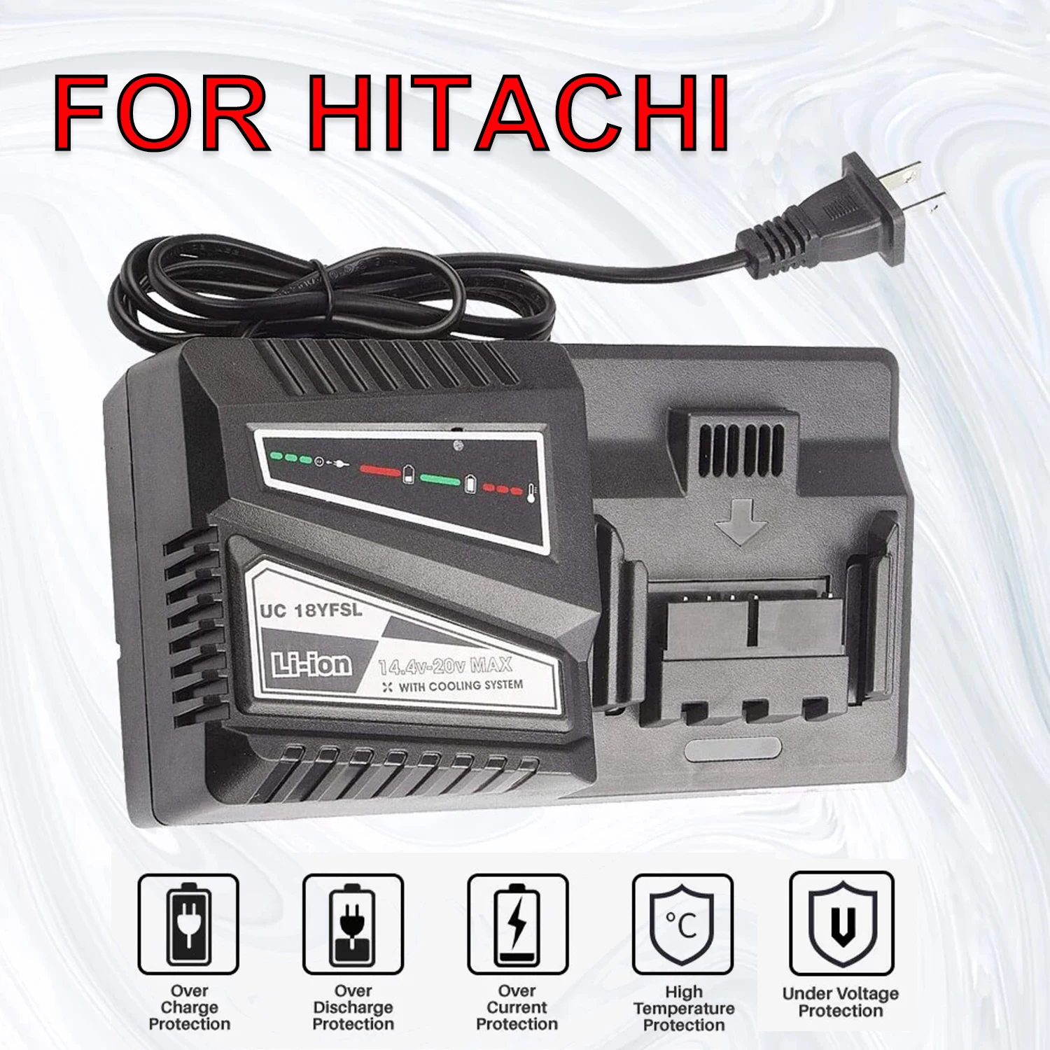

Replacement Rapid Charger for Hitachi BSL1830 BSL1815X BSL1840 BSL1850 Fits UC18YFSL UC18YSL3 for 14V-20V Li-Ion Battery New