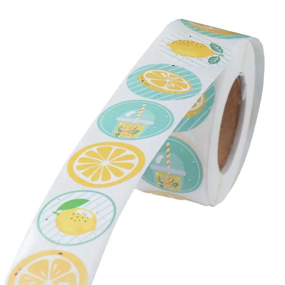 Klein Bedrijf Ronde Vorm Fruit Schattige Stickers Rol Citroenstickers Label