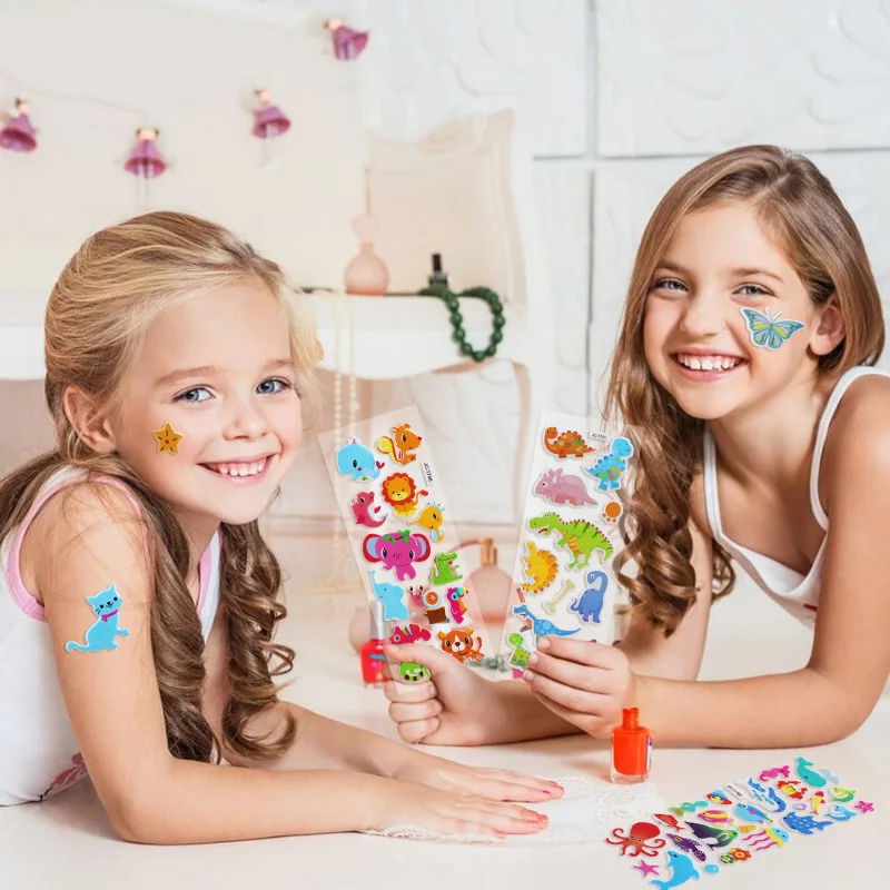 10 ورقة ثلاثية الأبعاد فقاعة ملصقات الكرتون الحيوان ديناصور ملصق الاطفال صبي فتاة حفلة عيد ميلاد الحسنات بيناتا الحشو سكرابوكينغ هدية #6