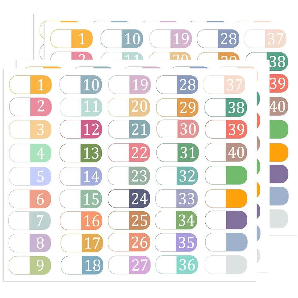 1 ila 40 Numara Dizin Etiketleri Çok Renkli Dizin Dosya Klasörü Bağlayıcılar için Etiketler Dizüstü Dosyaları Sınıflandırmak Düzenleme Çıkartmalar 270 adet