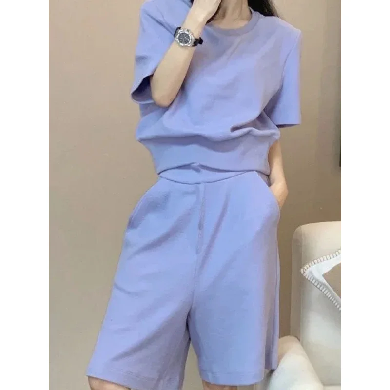 Xgoth, pantalones cortos elegantes para mujer, traje de dos piezas/una sola pieza para mujer, novedad de verano, camiseta de manga corta a la moda, pantalones cortos deportivos informales