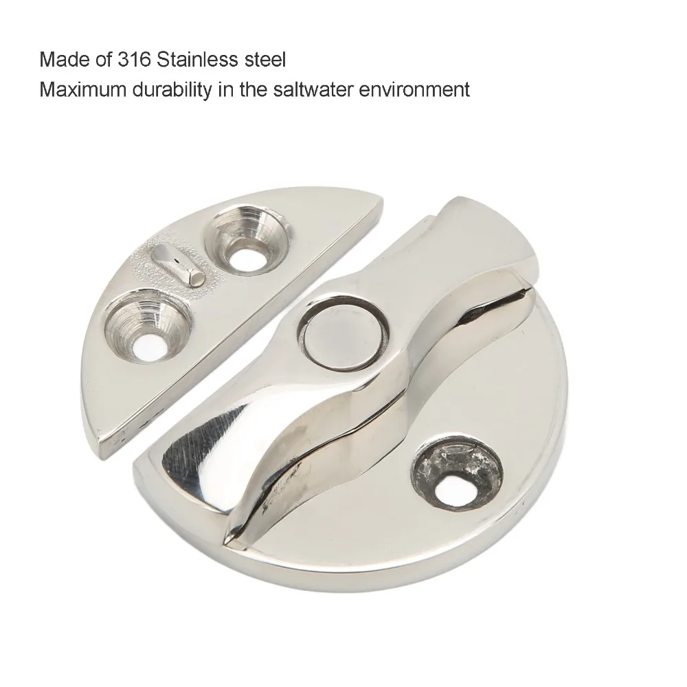 Marine Grade 316 Stainless Steel Boat Door Catch Rotation 45mm Turn Button Round Shape Marine Latch Yacht Application