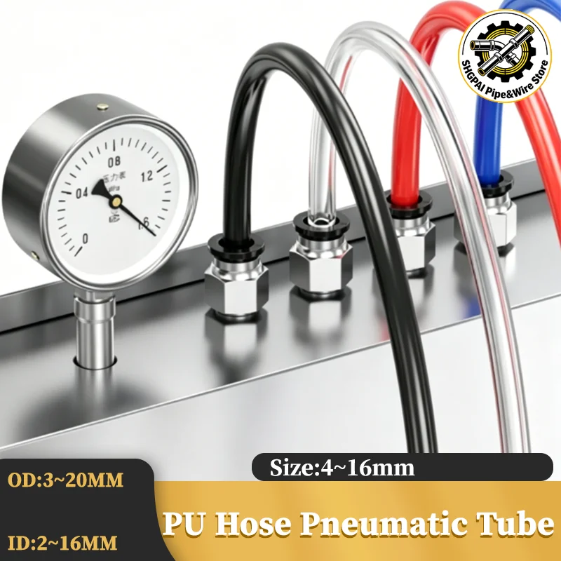 

PU Hose Pneumatic Tube Pipe 4mm 6mm 8mm 10mm 12mm 14mm 16mm for Compressor Polyurethane Tubin Air Hoses Pipes & Fittings 3/8M
