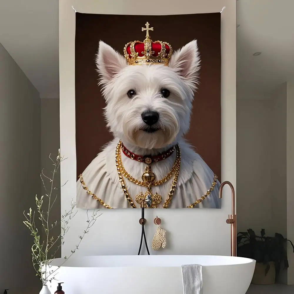 West Highland White Terrier نسيج غرفة النوم المعيشة بار حديقة في الهواء الطلق ستوكات مهرجان الديكور خلفية الفن راية