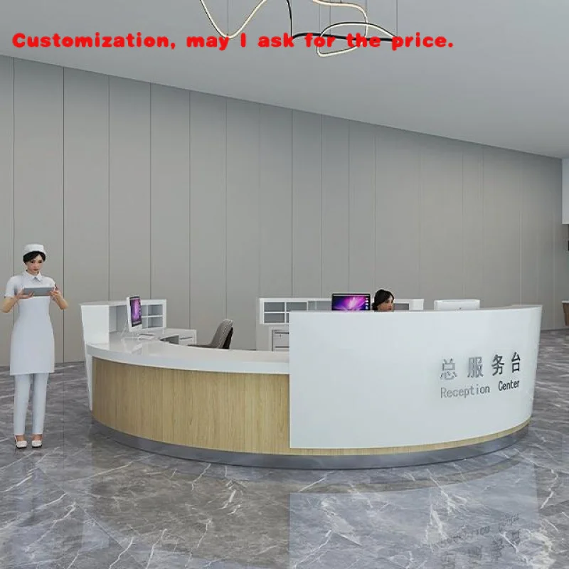 

custom.Customizable Modern Wood Medical Reception Desk Clinics Dental Front Desk Nurse Station Company Bar Counter Hospitals