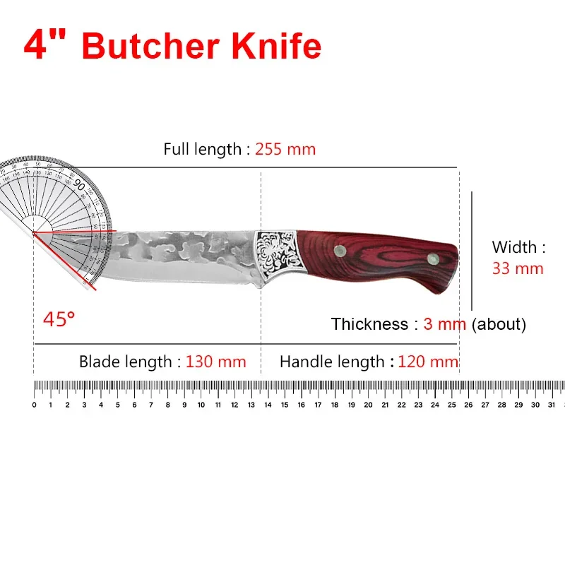 Boning Knife Cleaver Meat Barbecue Slicing Fish Fruit Utility Kitchen Knives Plastic Handle Hand Forged Chef Cleaver Steak Knife