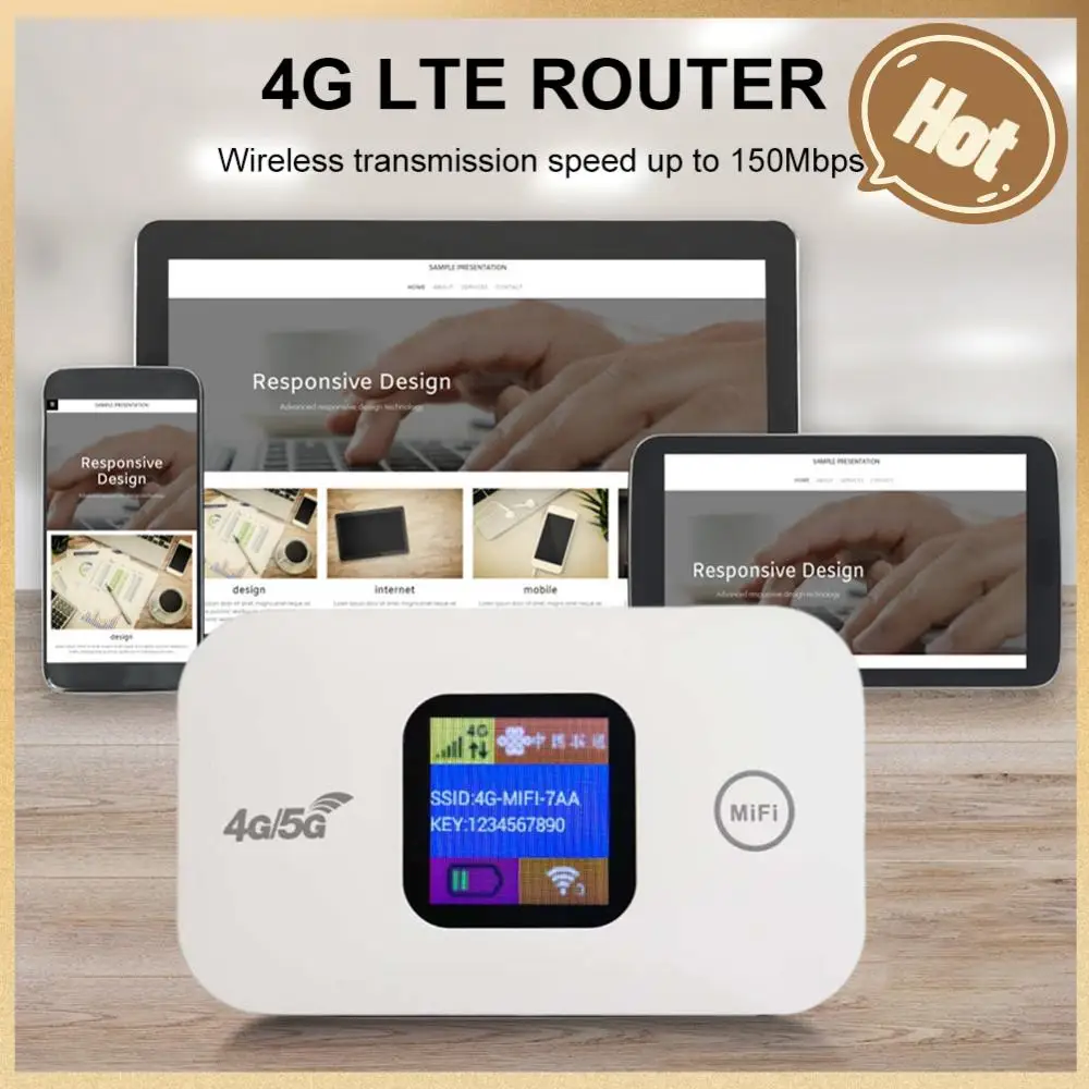 4G LTE Mobile WiFi Hotspot 150Mbps Mini 4G Router Sim Card Slot Portable Network Hotspot Device 2100mAh Colorful LED Display