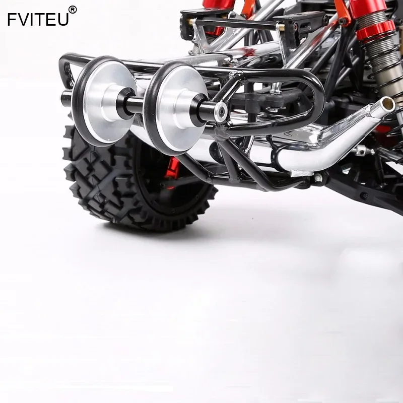 FVITEU barre de roue arrière en métal avec jeu de roues doubles pour 1/5 HPI KM Rovan Baja 5B SS 5T 5SC