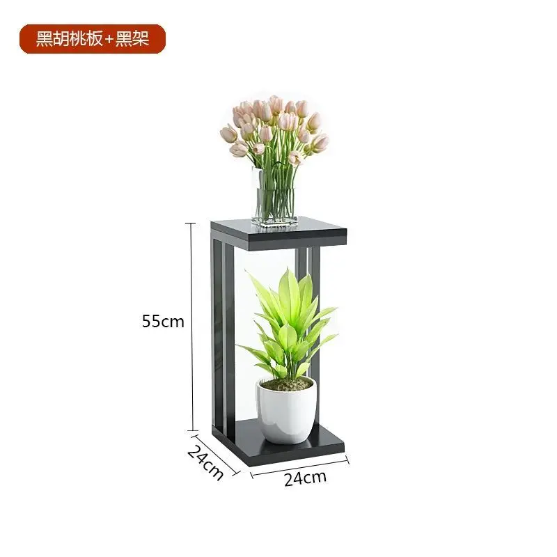 Soporte de piso de hierro para plantas, estructura de doble capa, soporte de flores, estante de tubería de acero engrosado, Simple y moderno