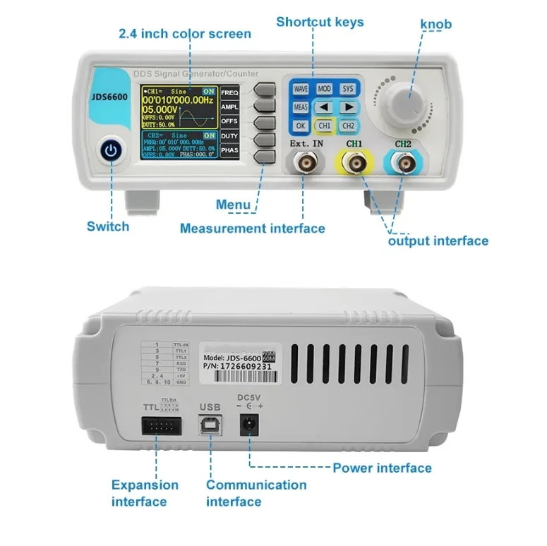 JDS6600 15/30/40/50/60 МГц двойной генератор сигналов CH DDS функция счетчика генератор импульсов произвольной формы сигнала вилка питания США