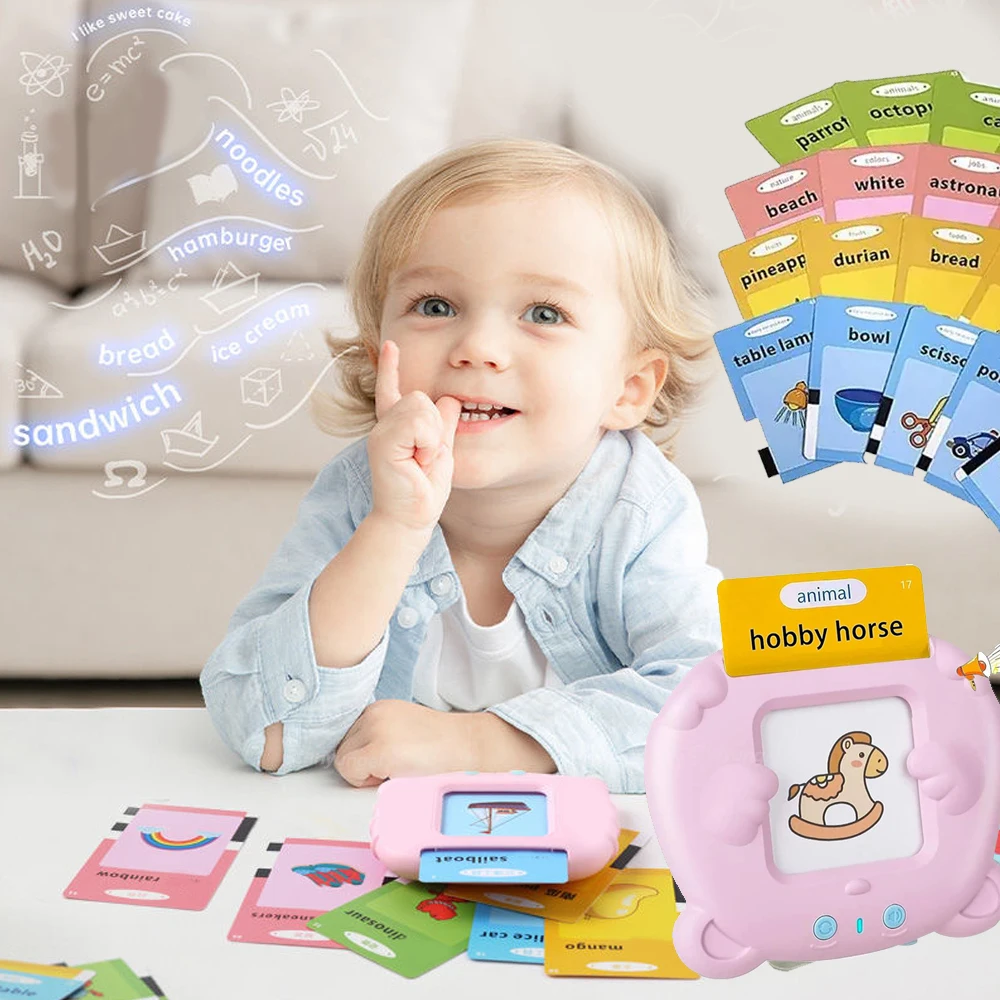 Talking Flash Cards Toddlers Learning Machine Early Educational Language Electronic Audio Book Kid Flashcards Montessori Toys