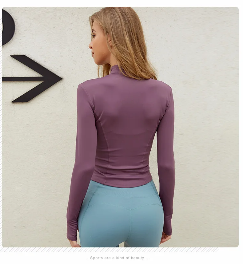 SUOTF Long Sleeve Yoga Shirt Women Zip Fitness Yoga Shirt Winter Warm Gym Top Activewear Running Coats Yoga Shirt Woman