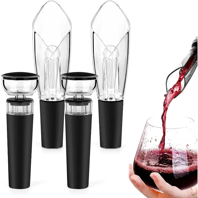 Wine Aerator Pourer Spout with Vacuum Wine Stopper Wine Air Aerator & Wine Saver Pump Set  Aerate, Enjoy and Preserve Wine