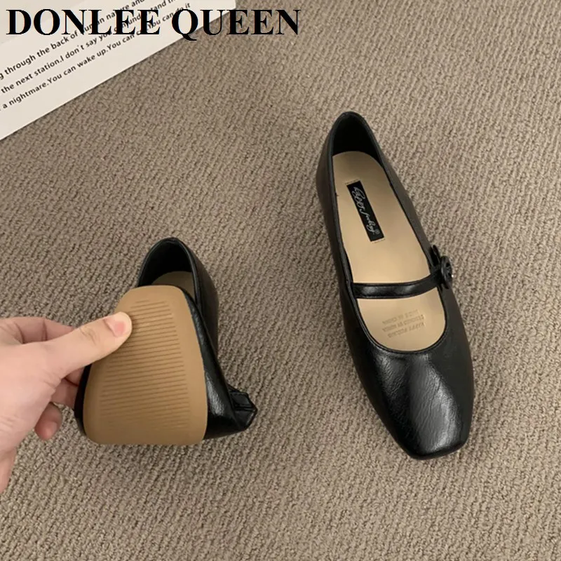 Women Flats Shoes Fashion Square Toe Shallow Ballerina Soft Light Weight Ballet Slip On Vintage Loafer Female Shoes Casual Mujer