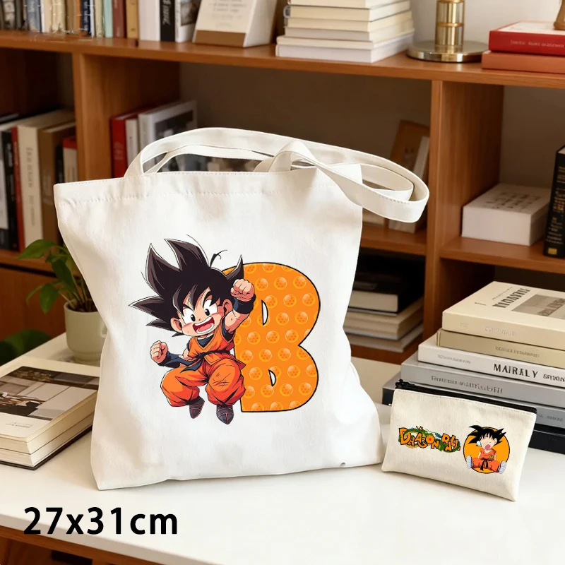 

2PCS Dragon Ball Shoulder Bag+coin Purse Set Boy Girl Cartoon Anime Figure Canvas Bags Men Women Trendy Cool Handbags Gifts Hot