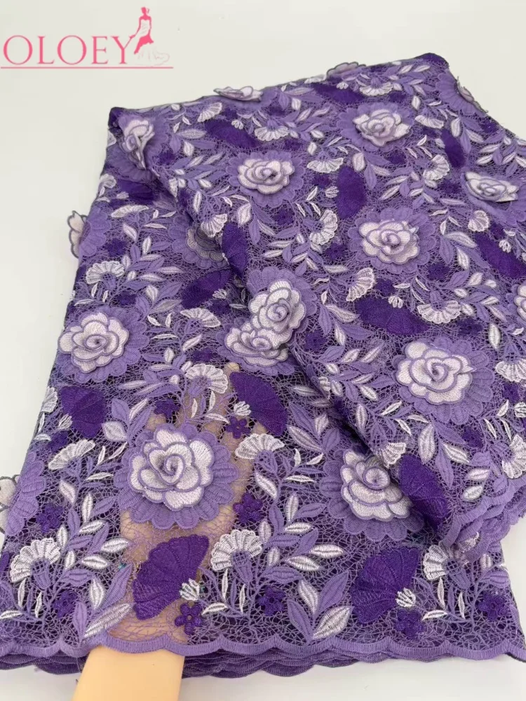 OLOEY African Guipure Fabric 3D Embroidery Cord Lace Flower Lurex Water Soluble Traditional Senegal Clothing Fashionable Sewing