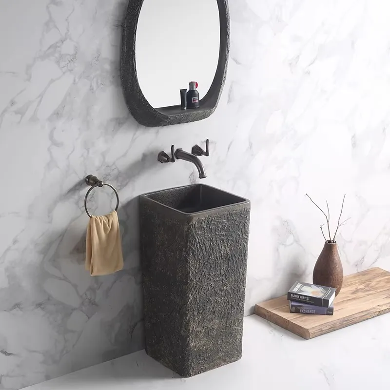 Artificial stone bathroom freestanding wash basin floor wash basin base wash basin solid surface freestanding wash basin