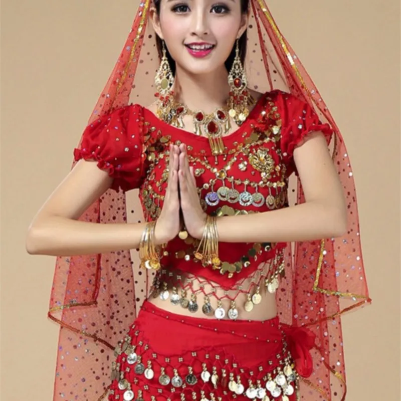 Indian Dance Accessories Belly Performance Wear Veil Headdress Xinjiang Set Exotic Face Covering Scarf