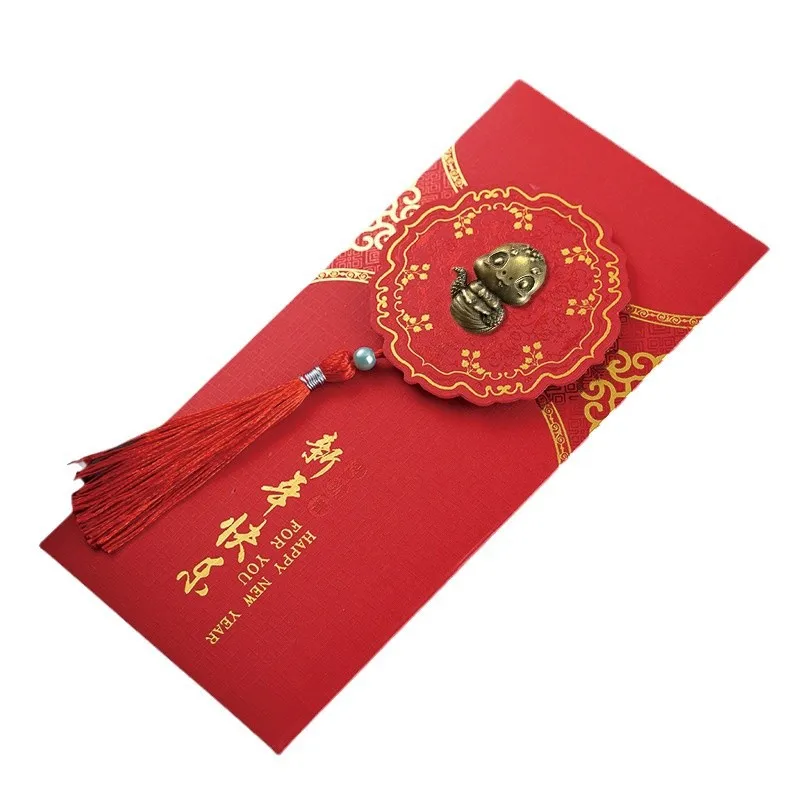 Enveloppes d'argent porte-bonheur pour le nouvel an chinois, paquet rouge, carte 14-bao, décoration du festival du printemps, 2/8 pièces