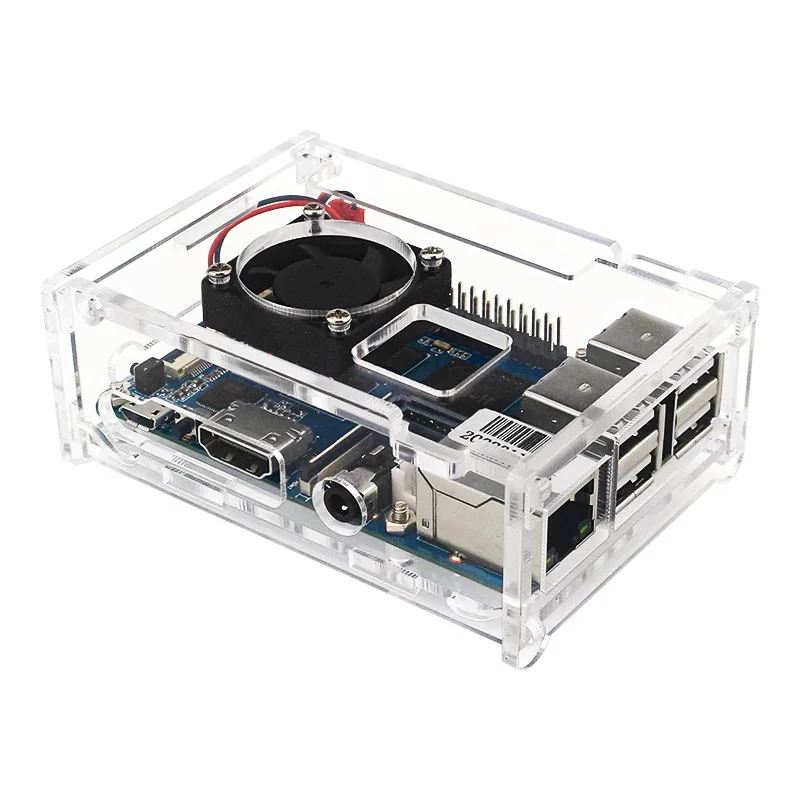 

For Banana Pi BPI-M2 Berry Acrylic Case with Cooling Fan Heat Dissipation Protection Box