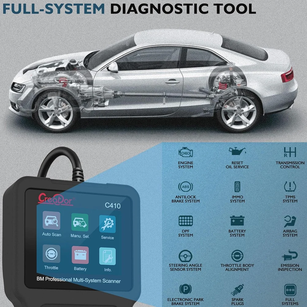 C410 OBD2 Scanner Code Reader for BMW Mini Cooper Professional Scan Tool Full-Systems Diagnostic Scan Tool with ABS