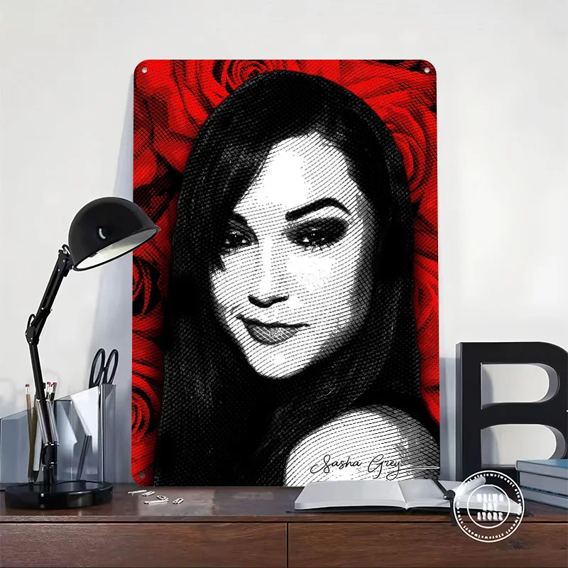 Sasha Grey Metal Poster Custom Wall Art Retro Vintage Tinplate Signs for Man Cave Bathroom Decor House Decoration Garage Home