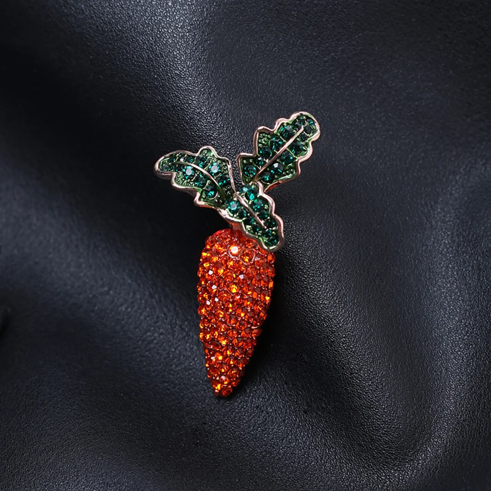 

2pcs Alloy Carrot Brooches Rhinestone Decorative Breastpins Sturdy Durable Pins For Women Girls Stylish Accessories Matching