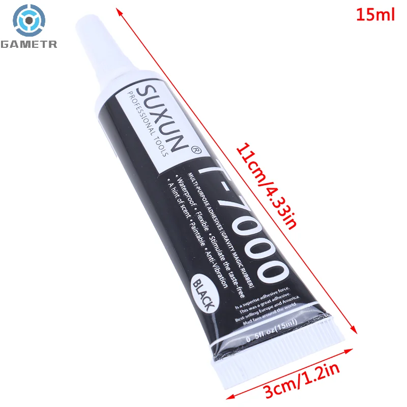 15ml T7000 Glue Super Epoxy Resin T-7000 Black Body Rubber Sealant for Mobile Phone Screen Ceramic Glass Leather Plastic Repair