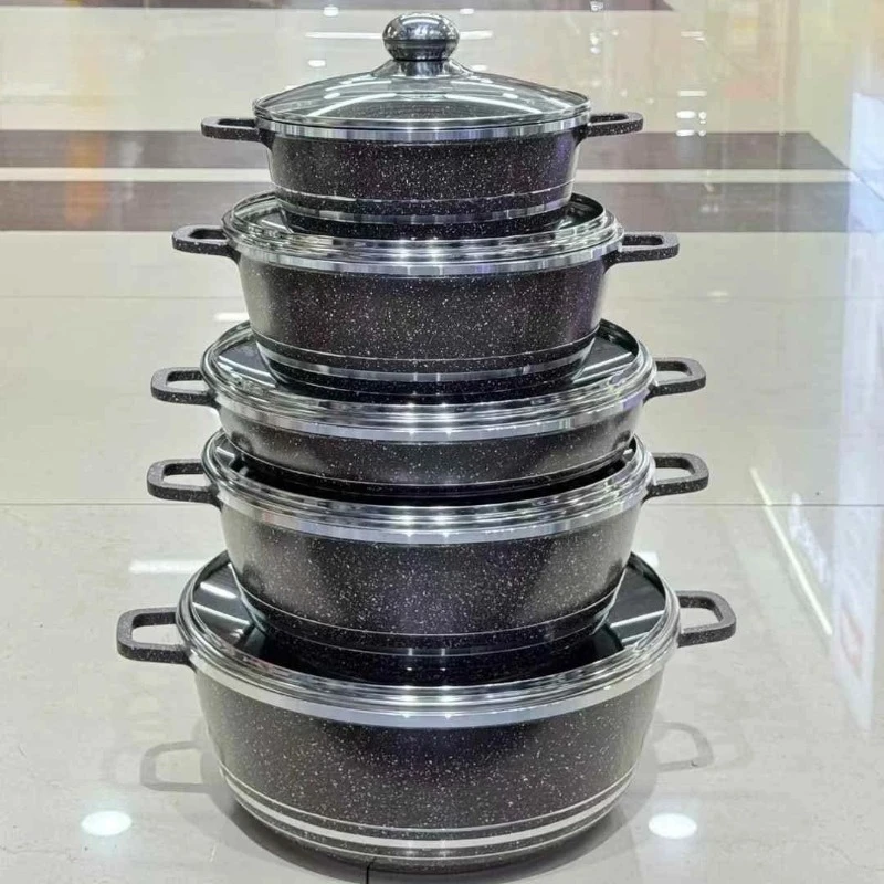 

5-Piece Non-Stick Aluminum Cookware Set with Lid (20/24/28/32/28cm) Restaurant Grade for Home and Hotel Use