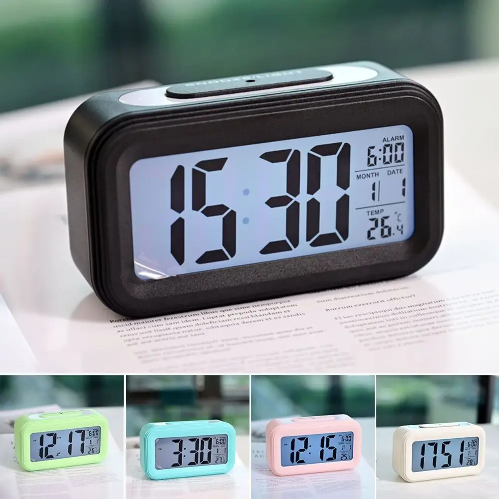 Multifunctional Digital Alarm Clock Backlight Display Thermometer LED Alarm Clock Adjustable Luminous Mode Desktop Alarm Clock