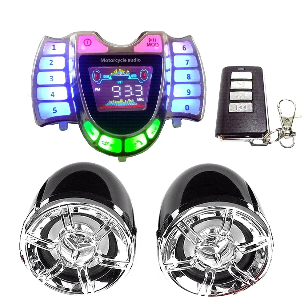 HY-008 Bluetooth Motorcycle Stereo Speaker Audio System Waterproof Handsfree TF AUX FM Radio USB Fast Charger