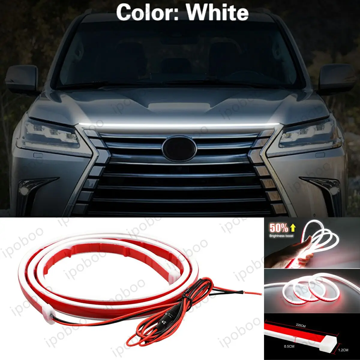 

86" LED Hood Light Strip For Lexus LX 2005-2022 Flexible Dynamic Scan Start Up Hoodbeam Kit Engine Cover Decoration Light