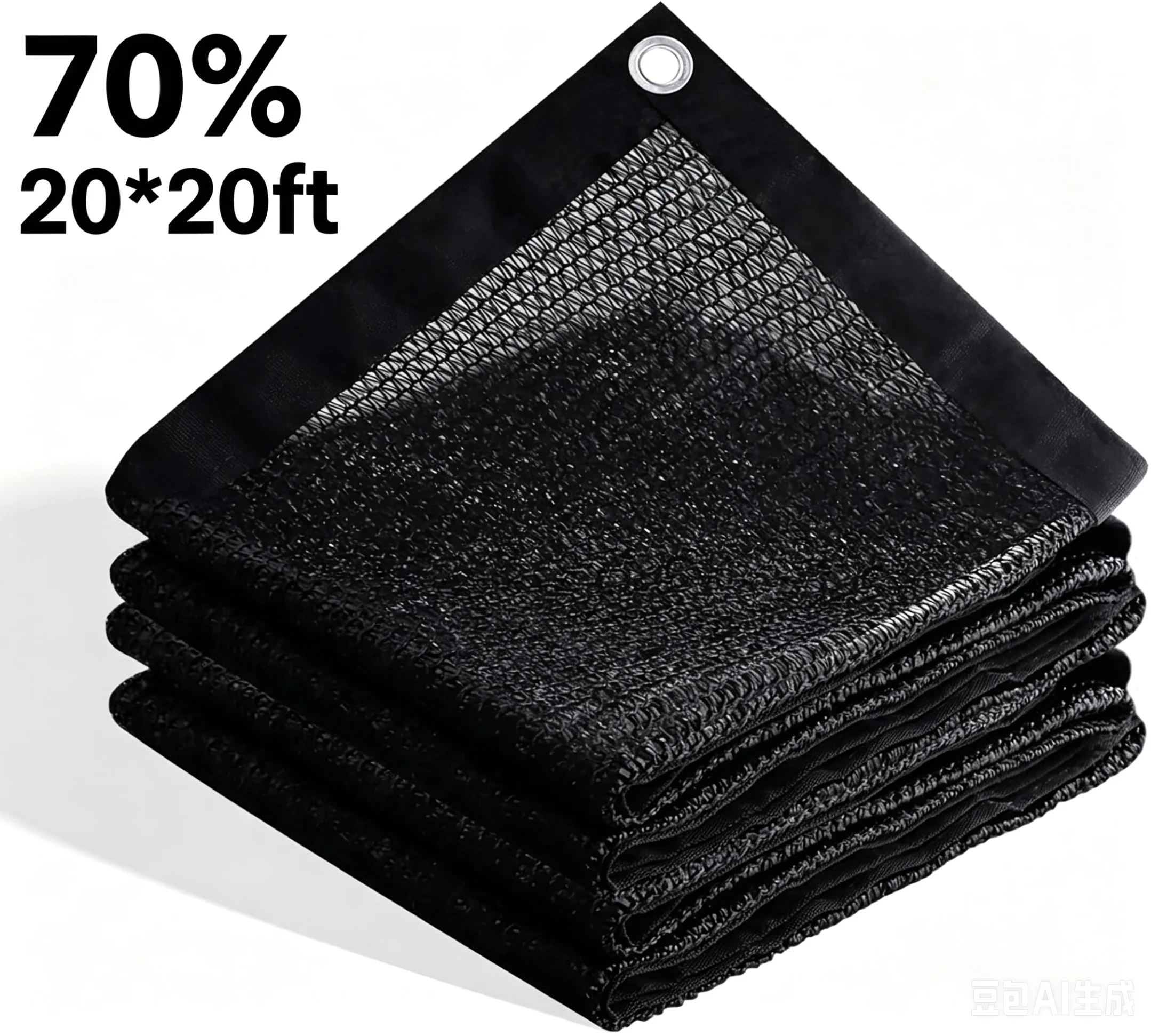 70% Shade Cloth, 20X20FT Durable Black Mesh Trap with Every 3 FT Grommet, Sun Shade Fabric Netting for for Plants Cover, Greenhouse, Chicken Coop, Barn Kennel, Garden Patio