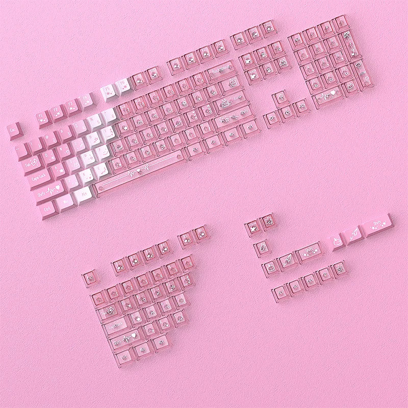 

Strawberry heartbeat keycap mechanical keyboard small full set 153 sublimation PC two-color PBT original factory