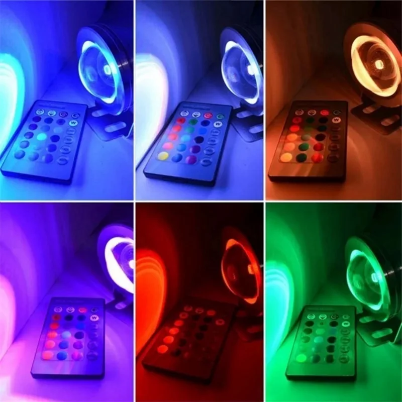 Projection Light RGB Swimming Pool Colored Lamp With Remote Control For Hot Spring Fountain  10W  Black