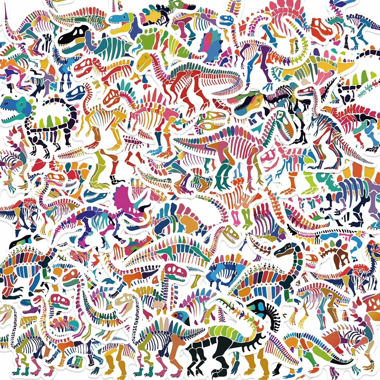 50 Colorful Bone Dragon Series Stickers - DIY Decorative for Guitar, Suitcase, Notebook - Waterproof & Removable, Kids' Toys