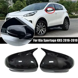 For Kia Sportage KX5 2016 2017 2018 2019 Car Rearview Side Mirror Cover Wing Cap Exterior Door Housing Shell Trim ABS Carbon