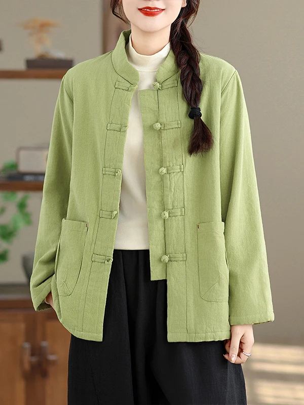 

Новое китайское хлопковое пальто с мехом ягненка, женское зимнее пальто с пуговицами, традиционный костюм Тан, модная хлопковая подкладка