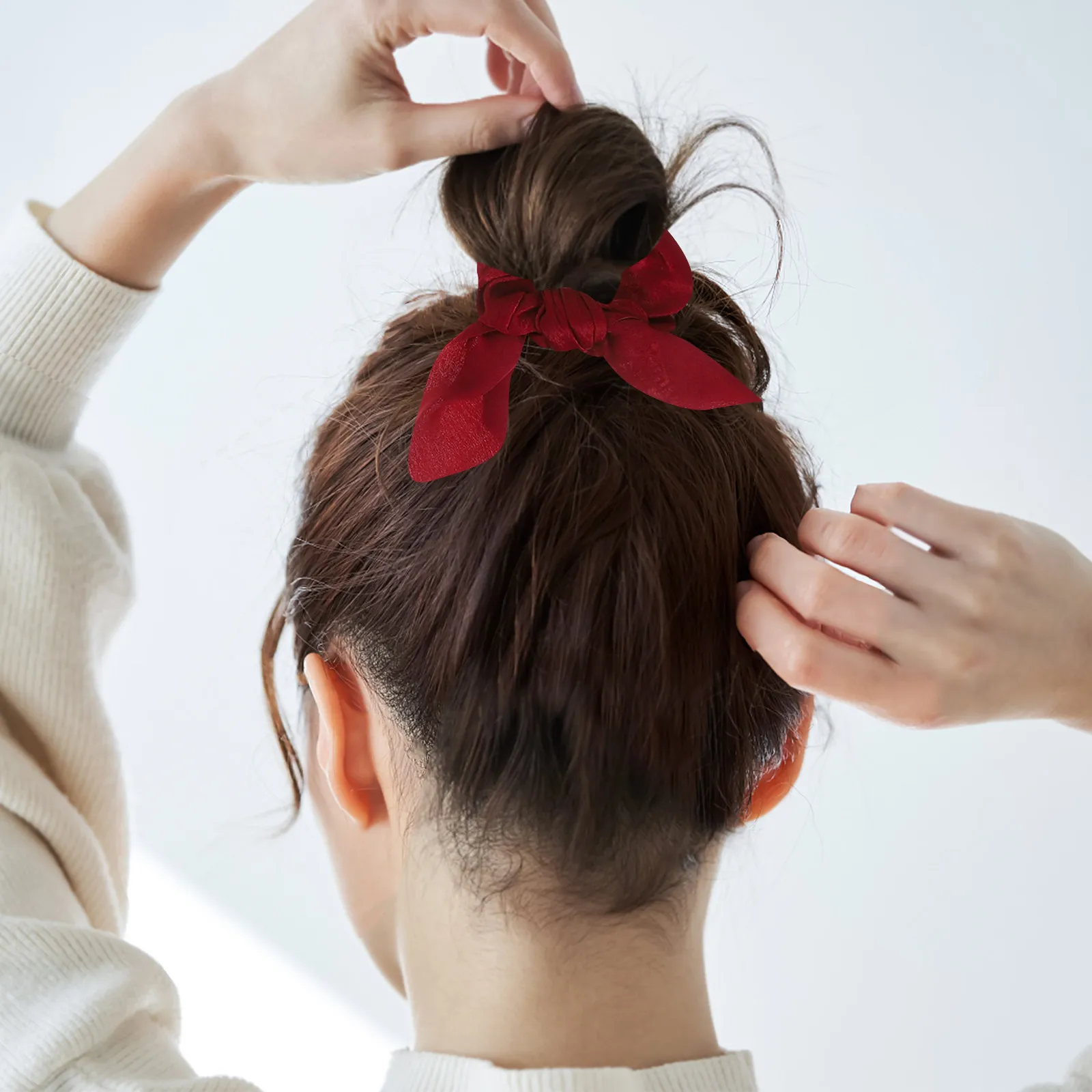16Pcs Solid Color Bow Scrunchies for Women Girls Cute Hair Ties Elastic Ponytail Holders Sweet Bowknot Hair Accessories Fall