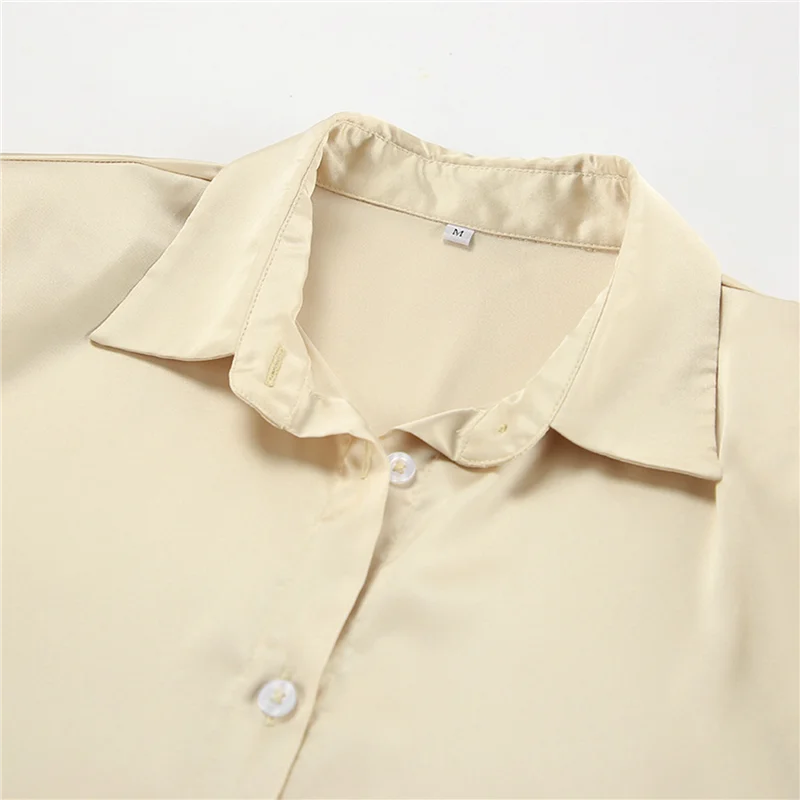 

【】Satin Silk Button Down Shirts For Women Dress Shirts Long Sleeve Blouses Womens Shirts