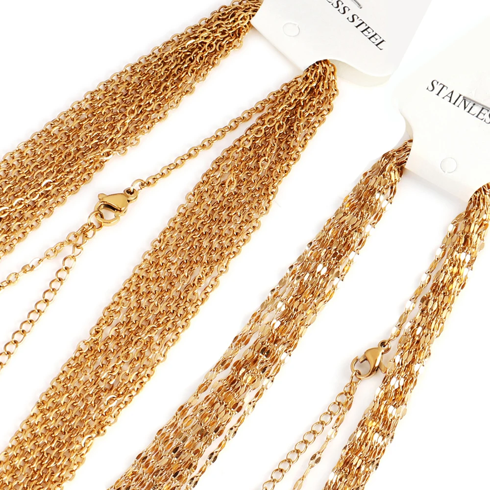 10pcs/Lot 316L Stainless Steel Necklaces Link Chains Necklace Choker Necklace for Women Choker For Jewelry Making Wholesale