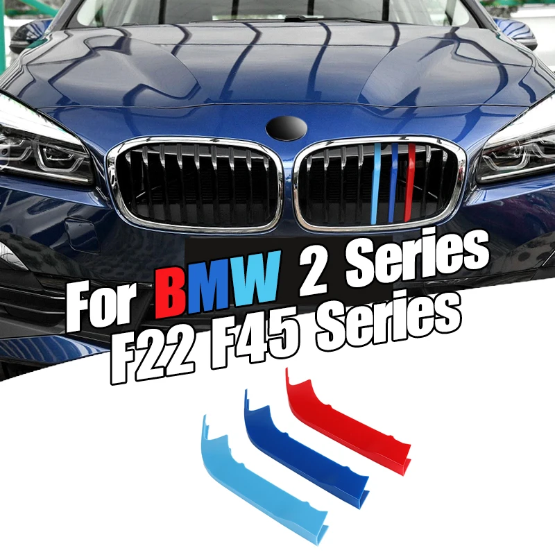 Car Front Hood Bumper Grill M Color Racing Grills Trim Clips For BMW 2 Series F45 Lci 9rods 2019-2020 Exterior Accessories