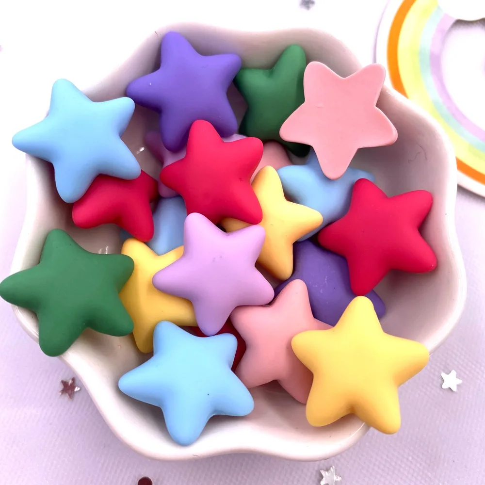 Resin 20mm  Colorful Cartoon Frosting Candy Color Star Gems Flatback Stone Figurine 20PCS Scrapbook DIY Hair  Accessories  Decor