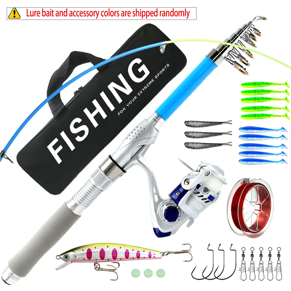 

Lightweight Lure Rod & Reel Complete Kit - Long Cast Sea Reservoir Fishing Gear + Minnow Hooks Line