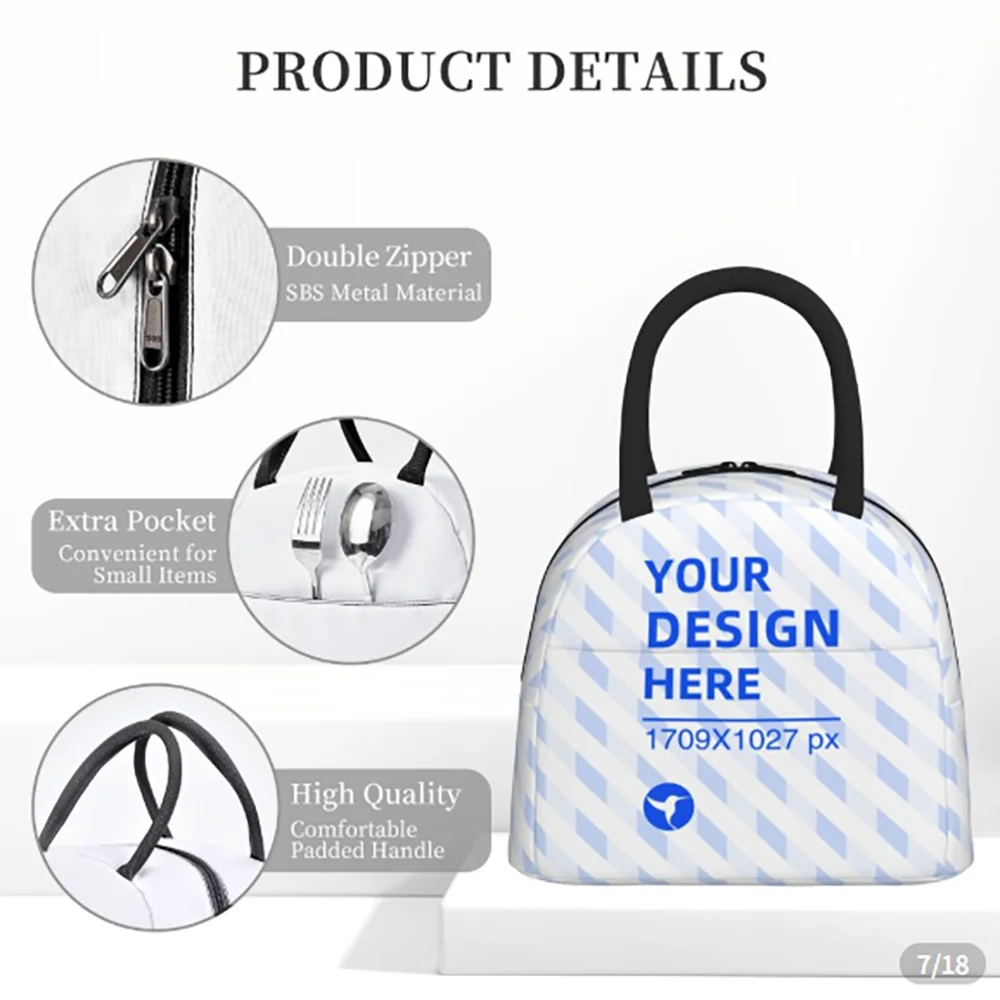 Maßgeschneiderte Lunchtaschen, isolierte Bento-Box, wasserdichte Lunchtasche, Picknicktaschen, Kühltasche für Damen, Kinder, Schule