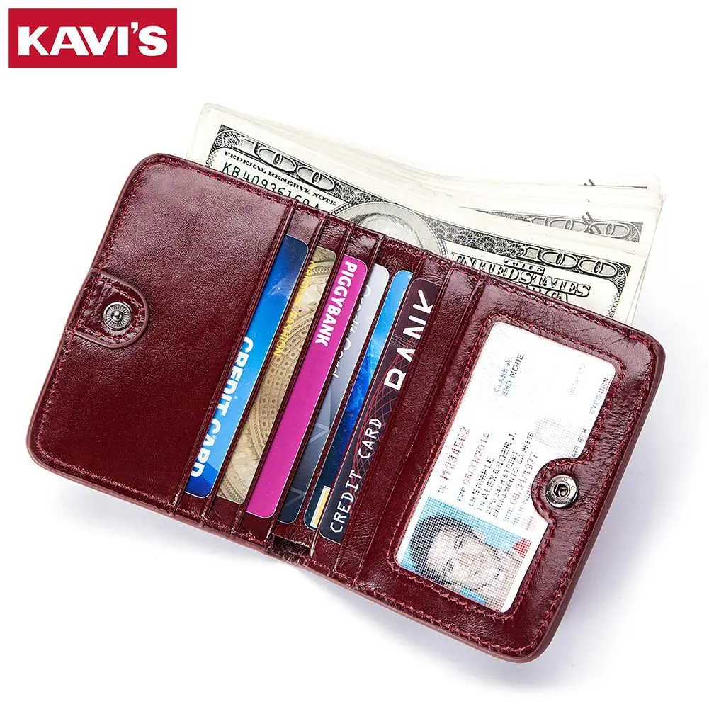 100% Genuine Leather Women\'s Wallet Small Mini Hasp Purse New Fashion Short RFID Blocking Card Holder With Zipper Coin Pocket