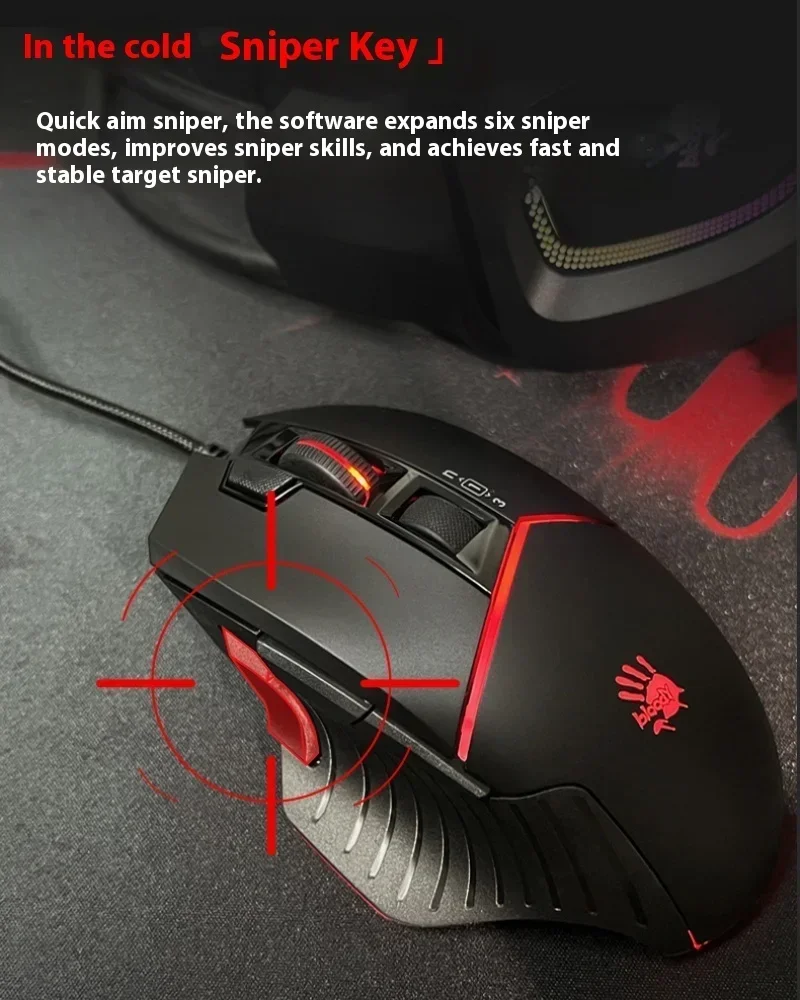 A4tech Bloody W95MAX ماوس سلكي RGB 8 مفتاح برمجة مخصص ألعاب الكمبيوتر المحمول ملحقات مكتب الرياضة الإلكترونية ماوس الألعاب الهدايا