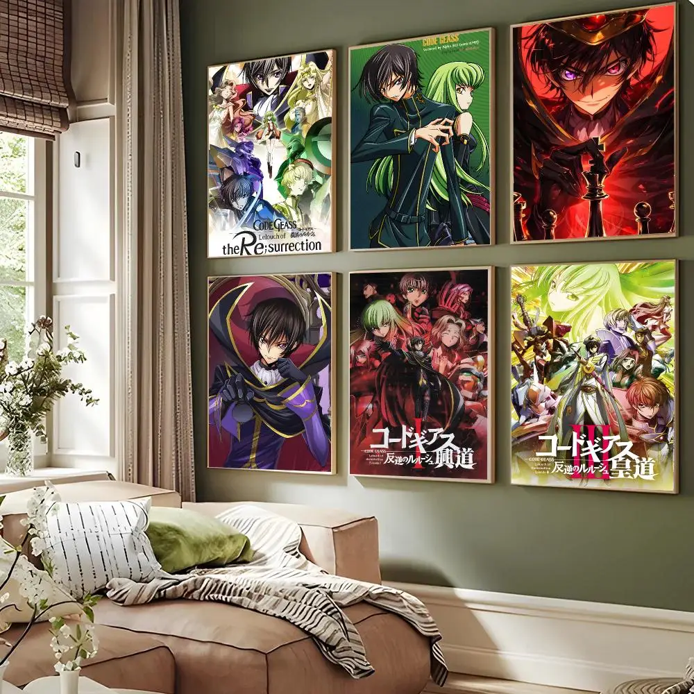 Code Geass Lelouch Lamperouge Anime Poster Waterproof Sticky Wall Art Print For Bedroom Living Room Hallway Bar Home Decor